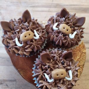 Cupcakes decorated as Wild Boars Gruffalos